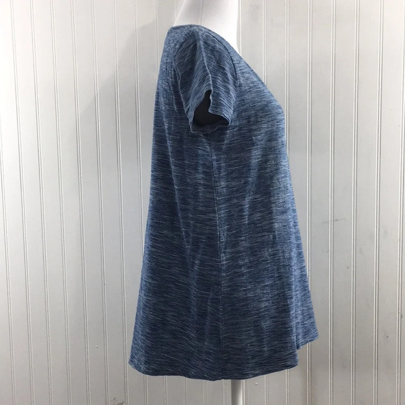 Pure J. Jill Indigo Blue Space Dye Cotton T Shirt Womens XSP Short Sleeve Tee - Picture 2 of 10